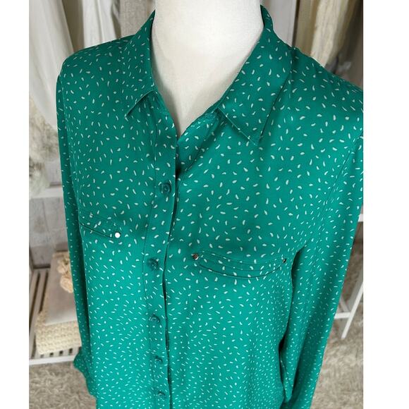 Apt. 9 Women's Size M Teal Button Up Roll Tab Sleeve Lightweight Blouse #0349 - Picture 6 of 14